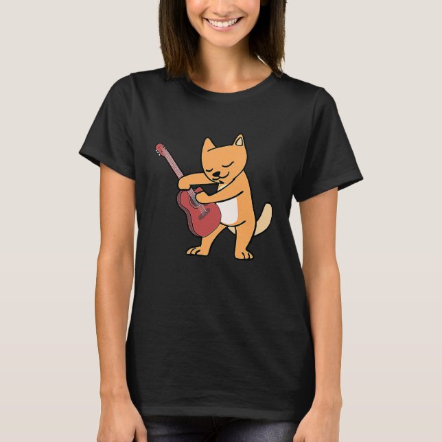Camiseta Cat Loves Musical Instruments Plays Guitar (Anverso)