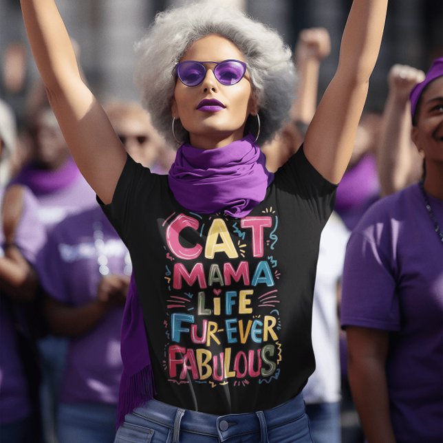 Camiseta Cat Mama Life Fur-Ever Fabuloso Dibujo A Mano (Subido por el creador)