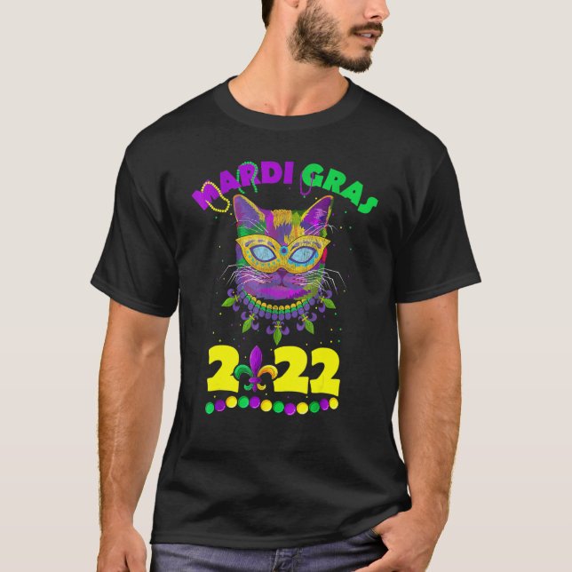 Camiseta Cat Mardi Gras 2022 Cat  Kids Girl Boy Men Women (Anverso)