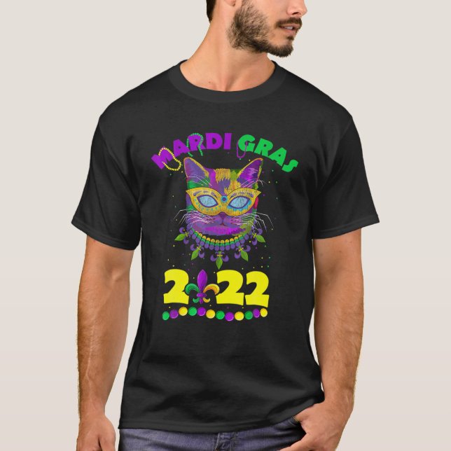 Camiseta Cat Mardi Gras 2022 Cat Lover Niños Chica Hombres  (Anverso)