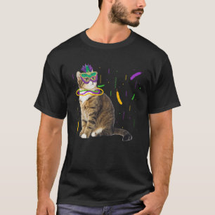 Camiseta Cat Mardi Gras Graciosa Máscaras De Gato Y Cuidado