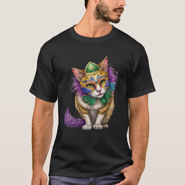 Camiseta Cat Mardi Gras Happy Mardi Gras Carnival Cat  Kitt (Anverso)