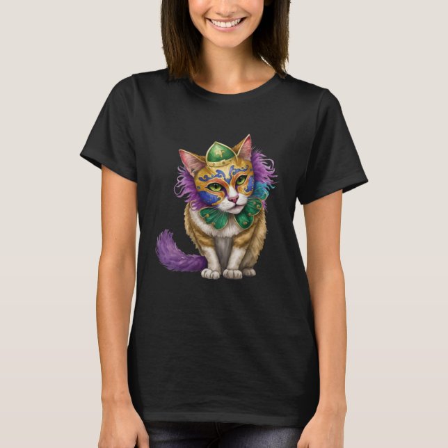 Camiseta Cat Mardi Gras Happy Mardi Gras Carnival Cat  Kitt (Anverso)