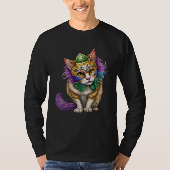 Camiseta Cat Mardi Gras Happy Mardi Gras Carnival Cat  Kitt (Anverso)