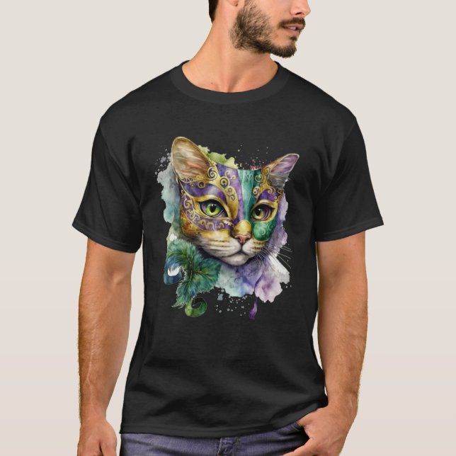 Camiseta Cat Mardi Gras Happy Mardi Gras Carnival Cat  Kitt (Anverso)