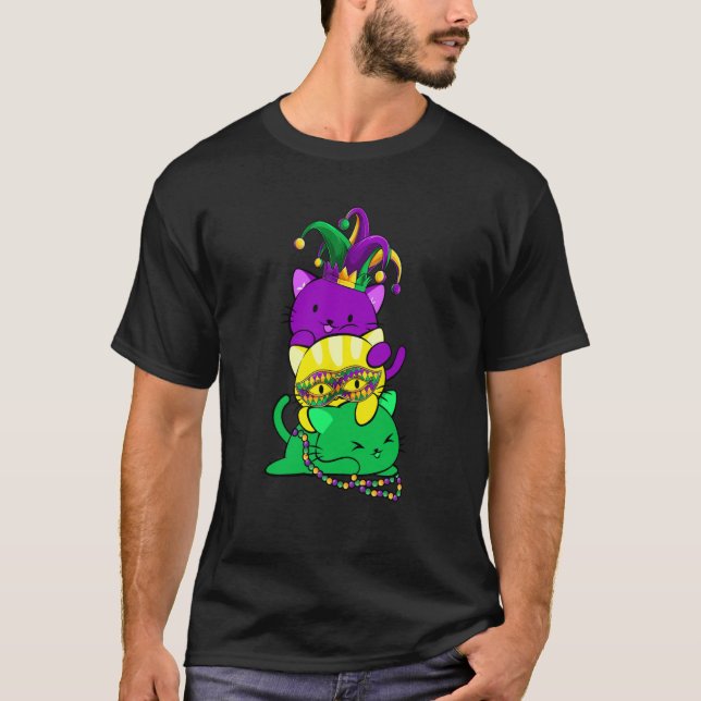 Camiseta Cat Mardi Gras Men Women Boys Girls Kids (Anverso)