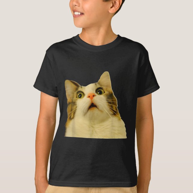 Camiseta Cat Meme Shock Cat Face Funny Meme Cat Silly Gift  (Anverso)
