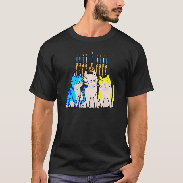 Camiseta Cat Menorah Hanukkah Cute Kitten Chanukah Jewish H (Anverso)