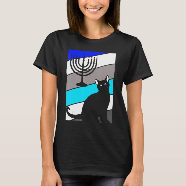 Camiseta Cat Menorah Hanukkah Cute Kitten Chanukah Jewish H (Anverso)