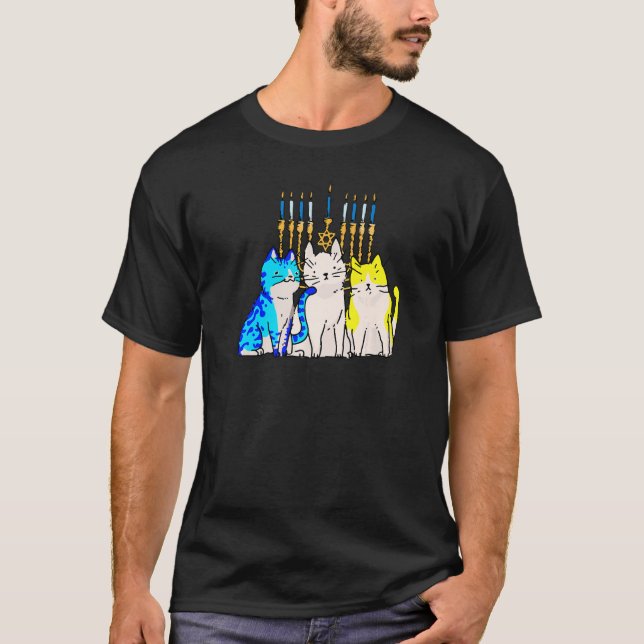 Camiseta Cat Menorah Hanukkah Cute Kitten Chanukah Jewish H (Anverso)