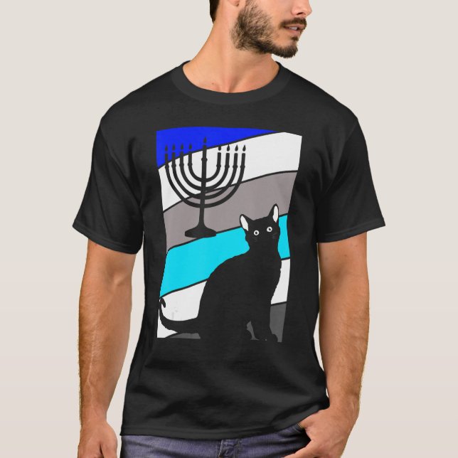Camiseta Cat Menorah Hanukkah Cute Kitten Chanukah Jewish H (Anverso)