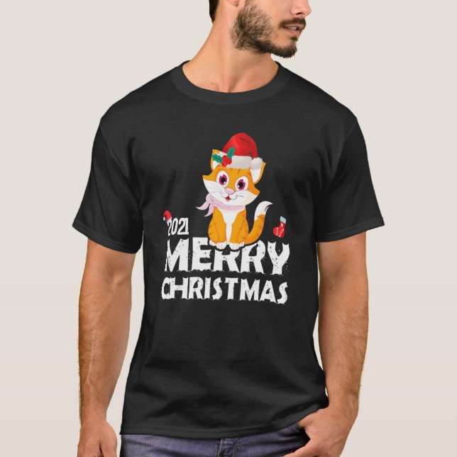 Camiseta Cat Merry Christmas 2021 (Anverso)