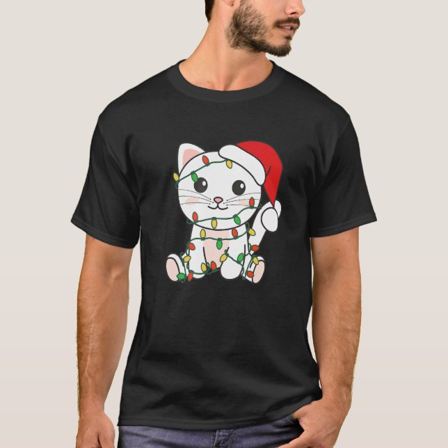 Camiseta Cat Merry Christmas Winter Animals Cats Christmas  (Anverso)