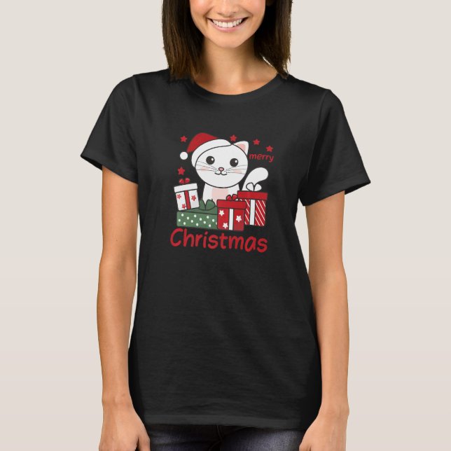 Camiseta Cat Merry Christmas Winter Animals Cats Navidades (Anverso)
