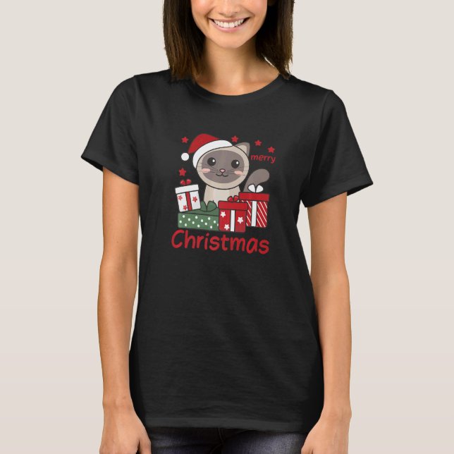 Camiseta Cat Merry Christmas Winter Animals Cats Navidades (Anverso)