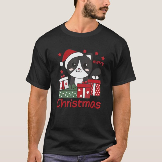 Camiseta Cat Merry Christmas Winter Animals Cats Navidades (Anverso)
