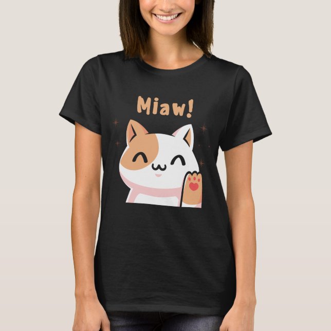 Camiseta Cat Miaw-Kitty-Cute Cat-Funny (Anverso)