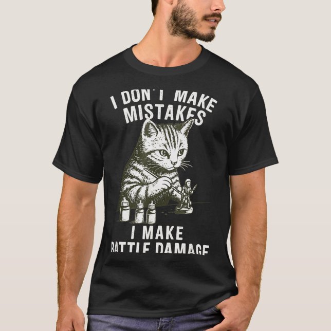 Camiseta Cat Miniature Painter Battle Damage Funny Miniatur (Anverso)