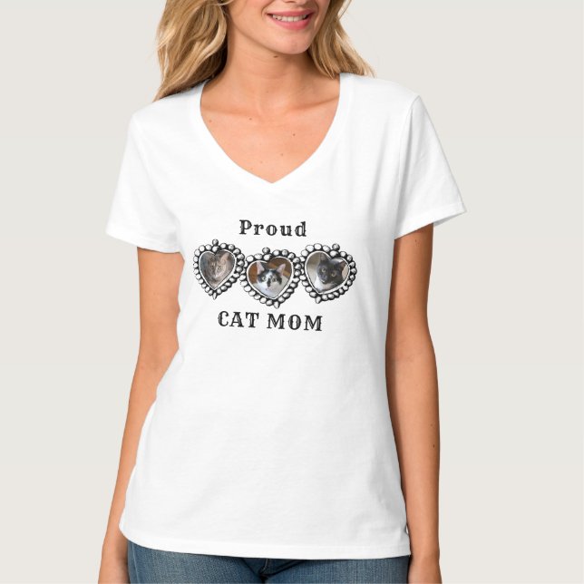 Camiseta Cat Mom 3 Cats Photo (Anverso)