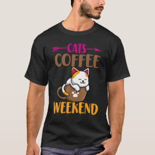 Camiseta Cat Mom Caffeine Cat Gatos Café Fines de semana