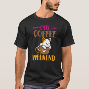 Camiseta Cat Mom Caffeine Cat Gatos Café Fines de semana