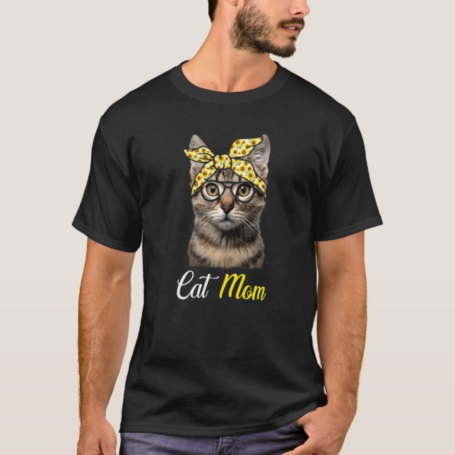 Camiseta Cat Mom Cat Cute Sunflower Bandana Mother S Day (Anverso)