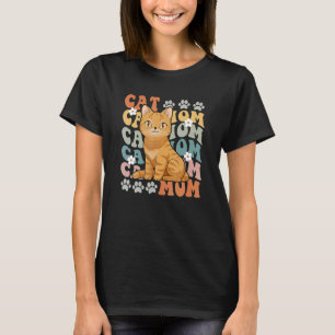 Camiseta Cat Mom Cat Groovy Retro Cat Kitty Lady Mujeres