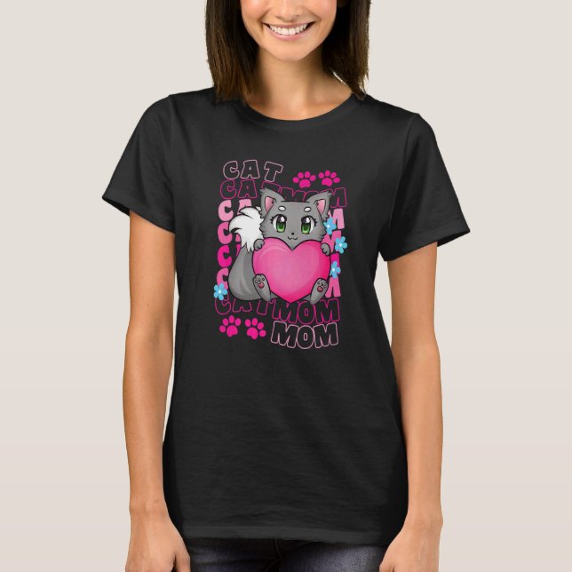 Camiseta Cat Mom Cute Cat Paws Kitten  Purrfectly Adoption (Anverso)