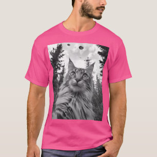 Camiseta Cat Mom Dad - Funny Alien Selfie Maine Coon Ufo