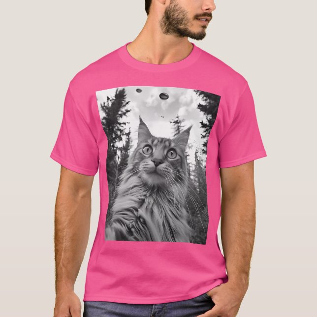 Camiseta Cat Mom Dad - Funny Alien Selfie Maine Coon Ufo (Anverso)