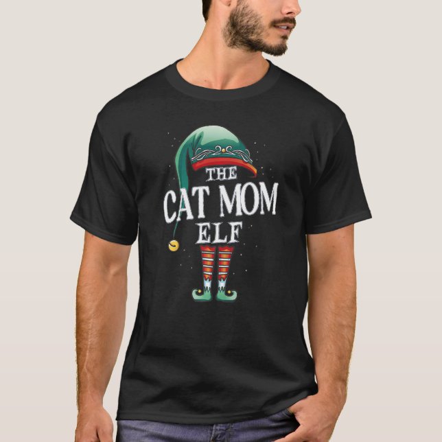 Camiseta Cat Mom Elf Christmas Group Xmas Pajama Party (Anverso)