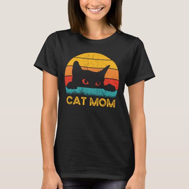 Camiseta Cat Mom - Gato retro vintage (Anverso)