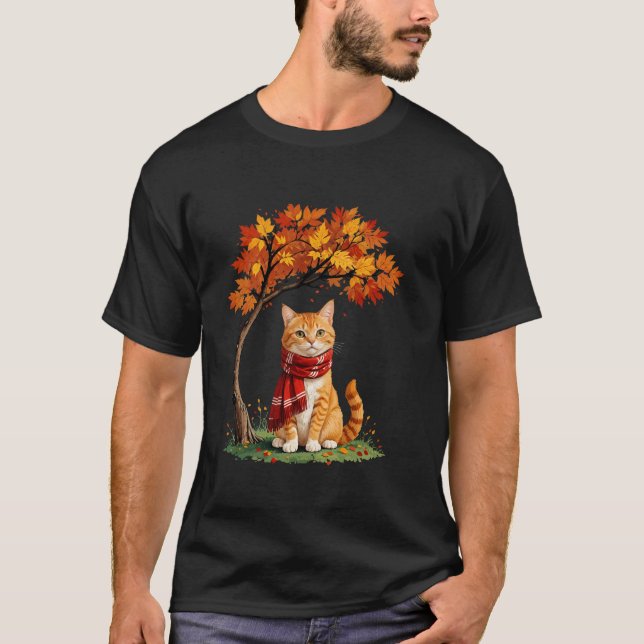 Camiseta Cat Mom Kitten Fall Deja Al Árbol De Otoño Gracios (Anverso)
