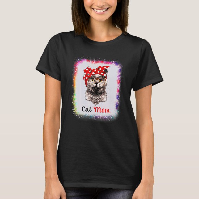 Camiseta Cat Mom Love R Dad Boy Chica Ie Dye Bleach Ed (Anverso)