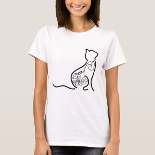 Camiseta Cat Mom Meow; arte estiloso de la línea de moda