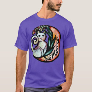 Camiseta Cat Mom Moon Flower Art Nature Kitty Cats 