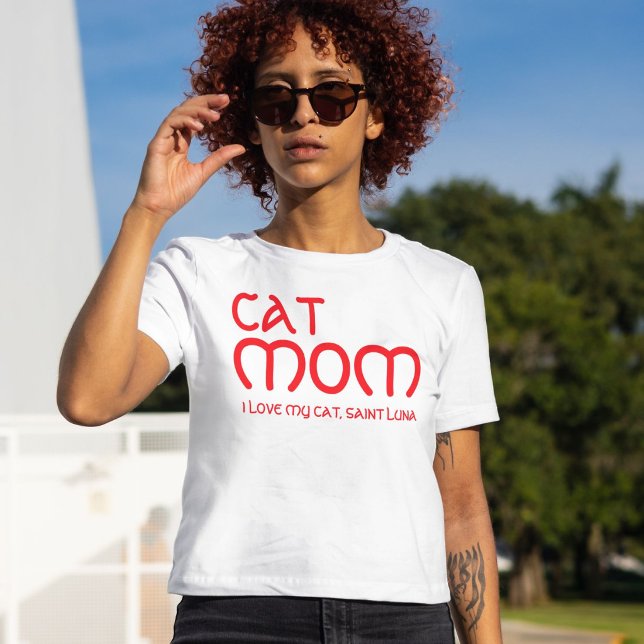 Camiseta Cat Mom Pet Lover Funny Quote Cute Red And White (Subido por el creador)