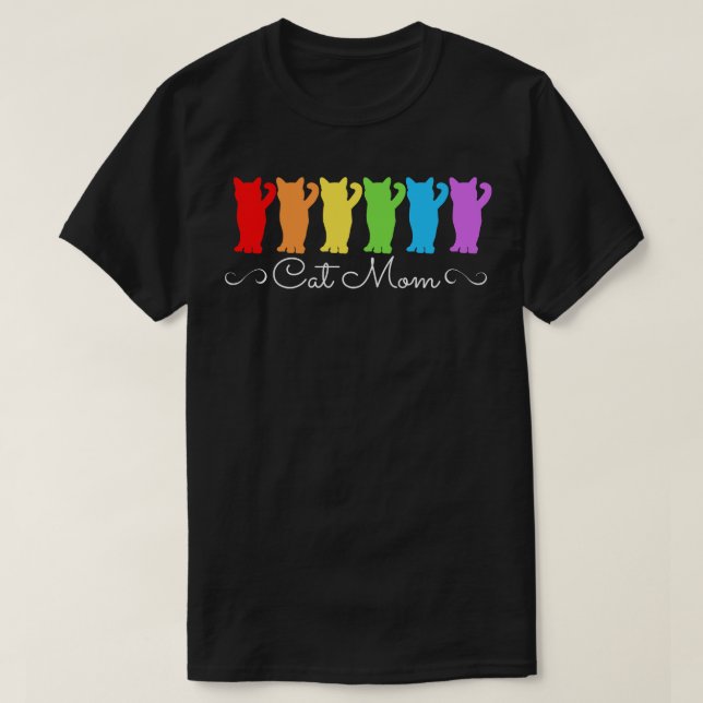 Camiseta Cat Mom Rainbow (Diseño del anverso)