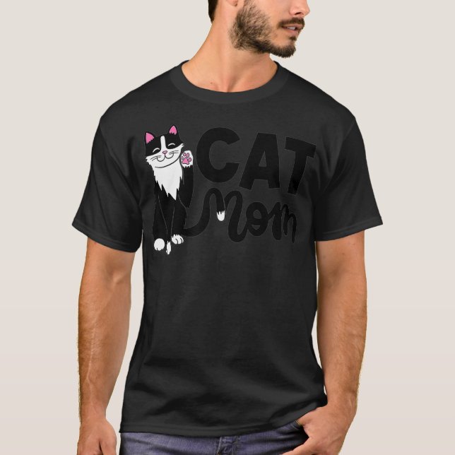 Camiseta Cat Mom Tshirt, Cute Womens Cat , Cat Lover  (Anverso)