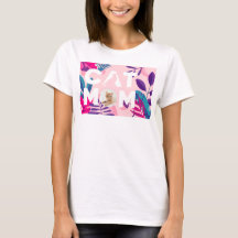 CAT MOM, tu foto, flores y hojas rosadas