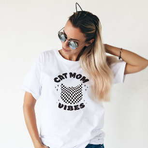 Camiseta Cat Mom Vibes Retro Vibes Cat Mom