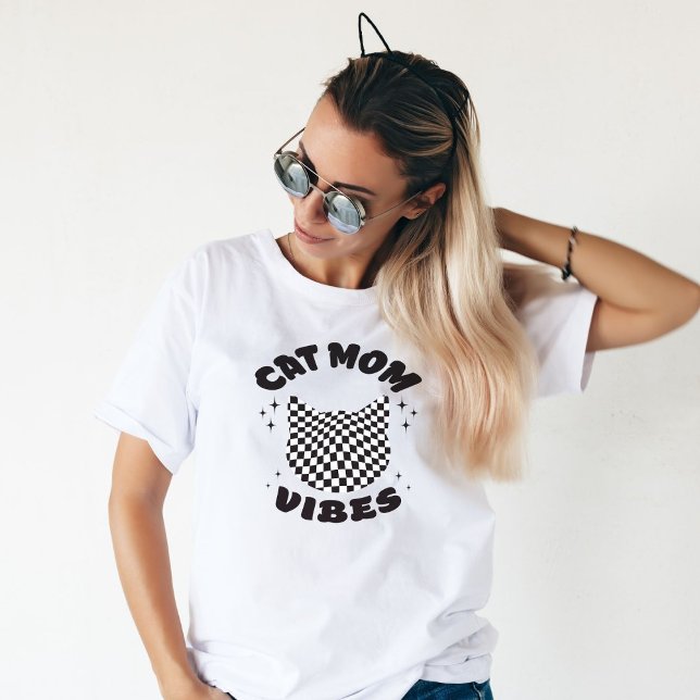 Camiseta Cat Mom Vibes Retro Vibes Cat Mom (Subido por el creador)