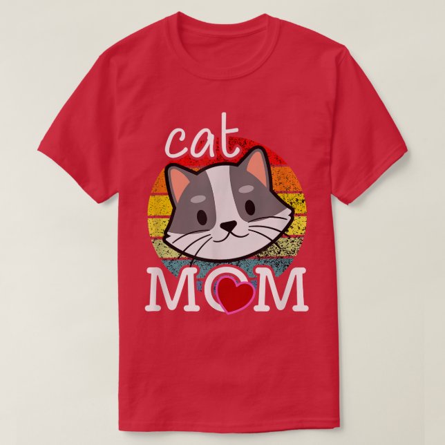 Camiseta Cat Mom Vintage Sunset  (Diseño del anverso)