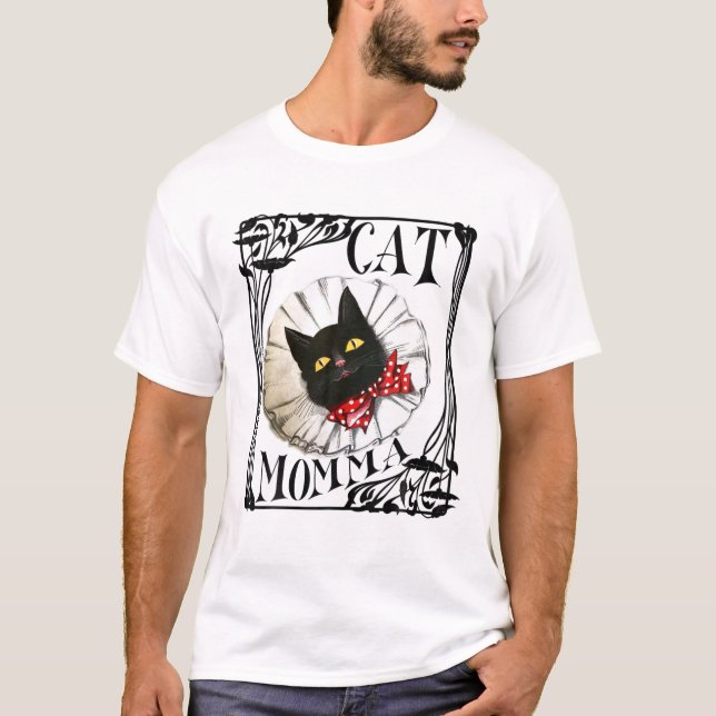 Camiseta Cat Momma Black Cat Collar Y Bow Tie (Anverso)