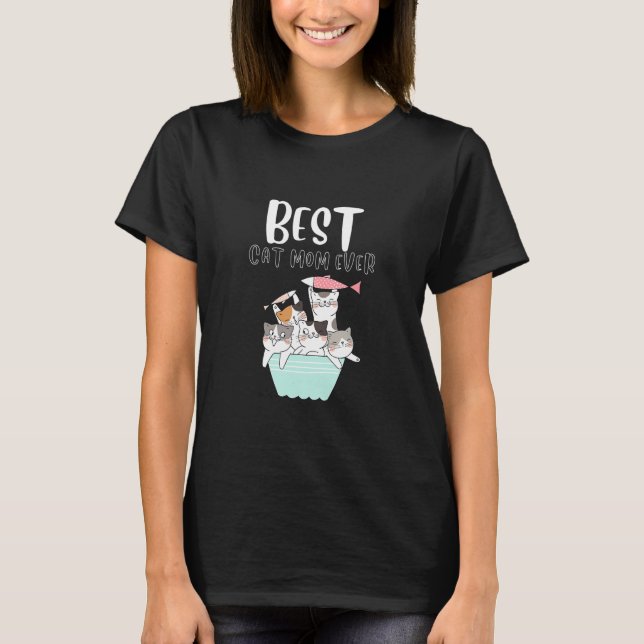 Camiseta Cat Mommy Retro Best Cat Mom Ever  Cat Lady Cat (Anverso)