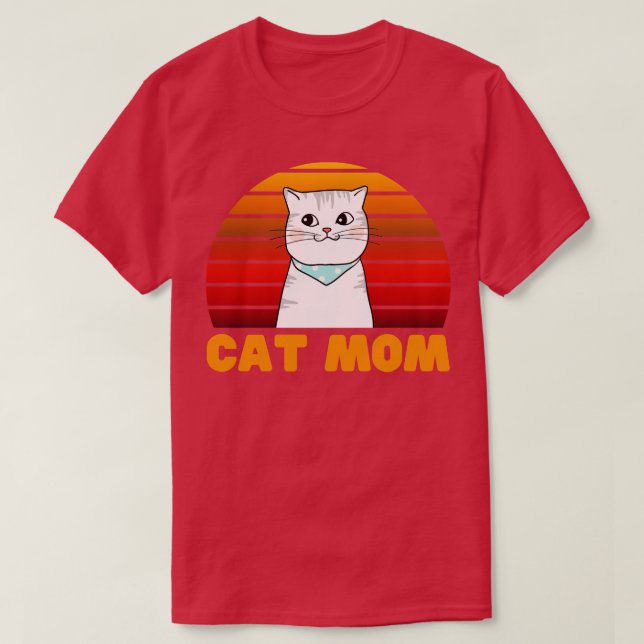 Camiseta Cat Moms Cat Mom Retro Sunset (Diseño del anverso)