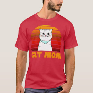 Camiseta Cat Moms Cat Mom Retro Sunset