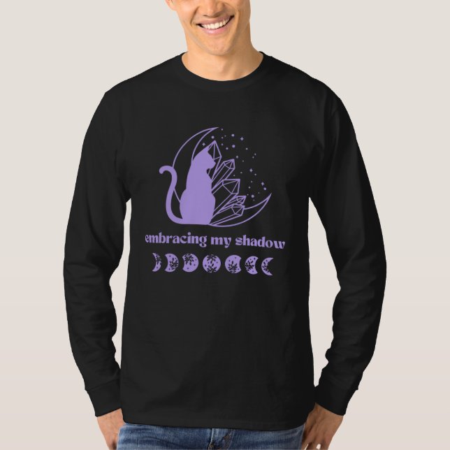 Camiseta Cat Moon Phase and Crystal Shadow Work Meditation  (Anverso)