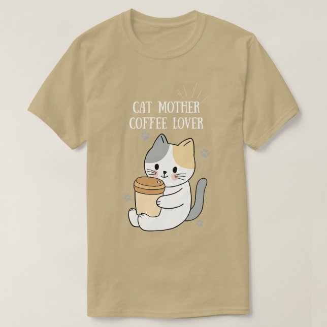 Camiseta Cat Mother Coffee Lover 1 (Diseño del anverso)