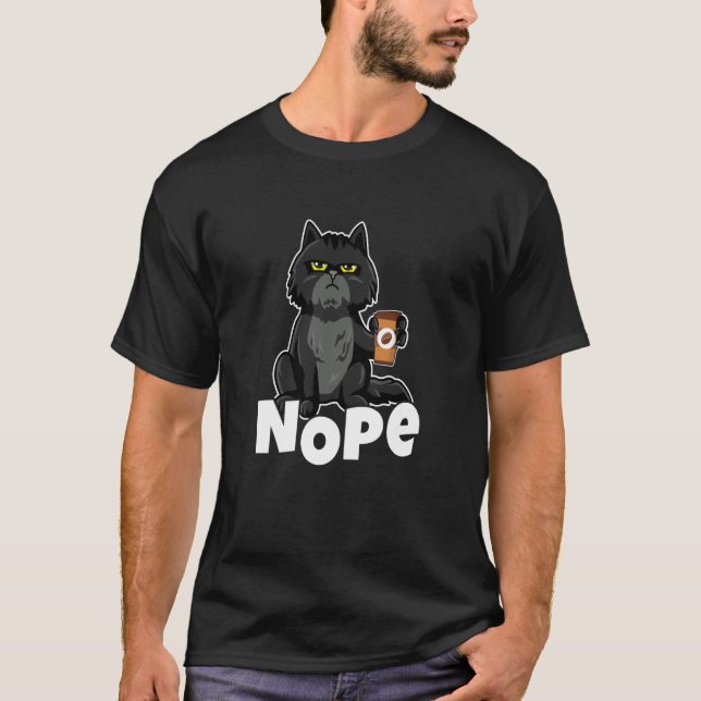 Camiseta Cat Motif Cat Coffee Fun Retro Saying Nope (Anverso)